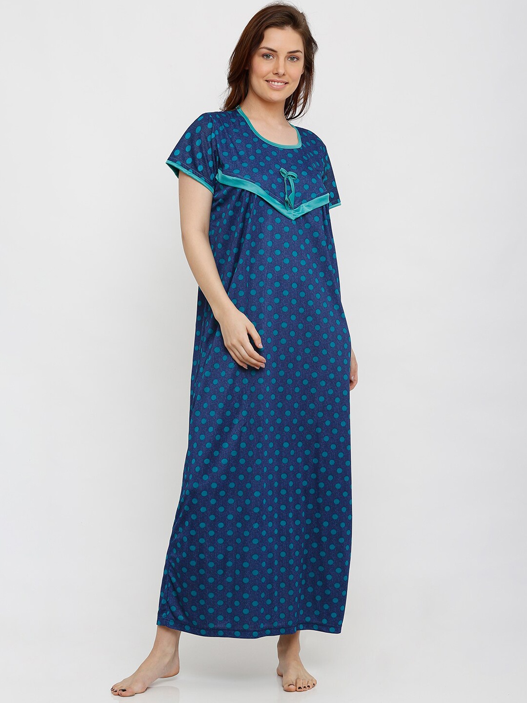 

Pretty Awesome Navy Blue Printed Nightdress