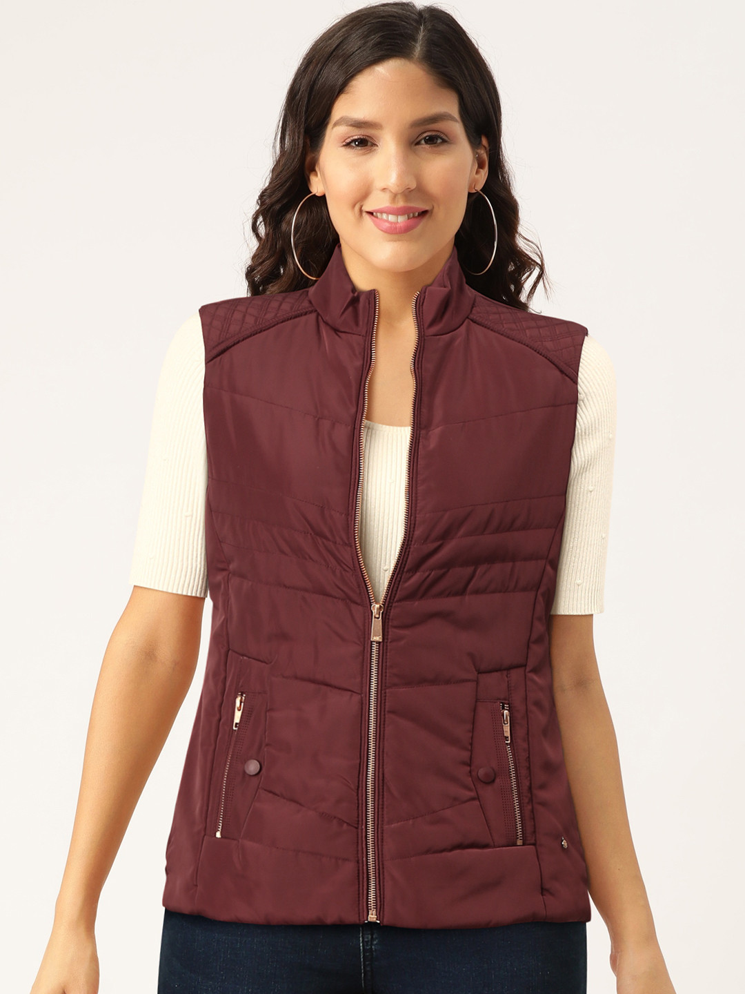 

Monte Carlo Women Maroon Solid Padded Jacket