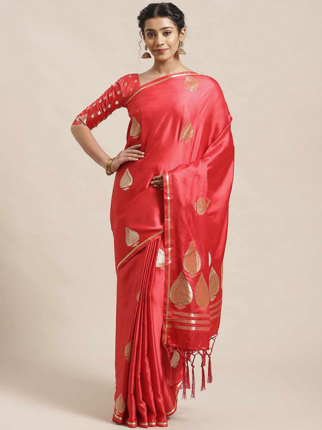 

Saree mall Red & Golden Woven Design Banarasi Saree