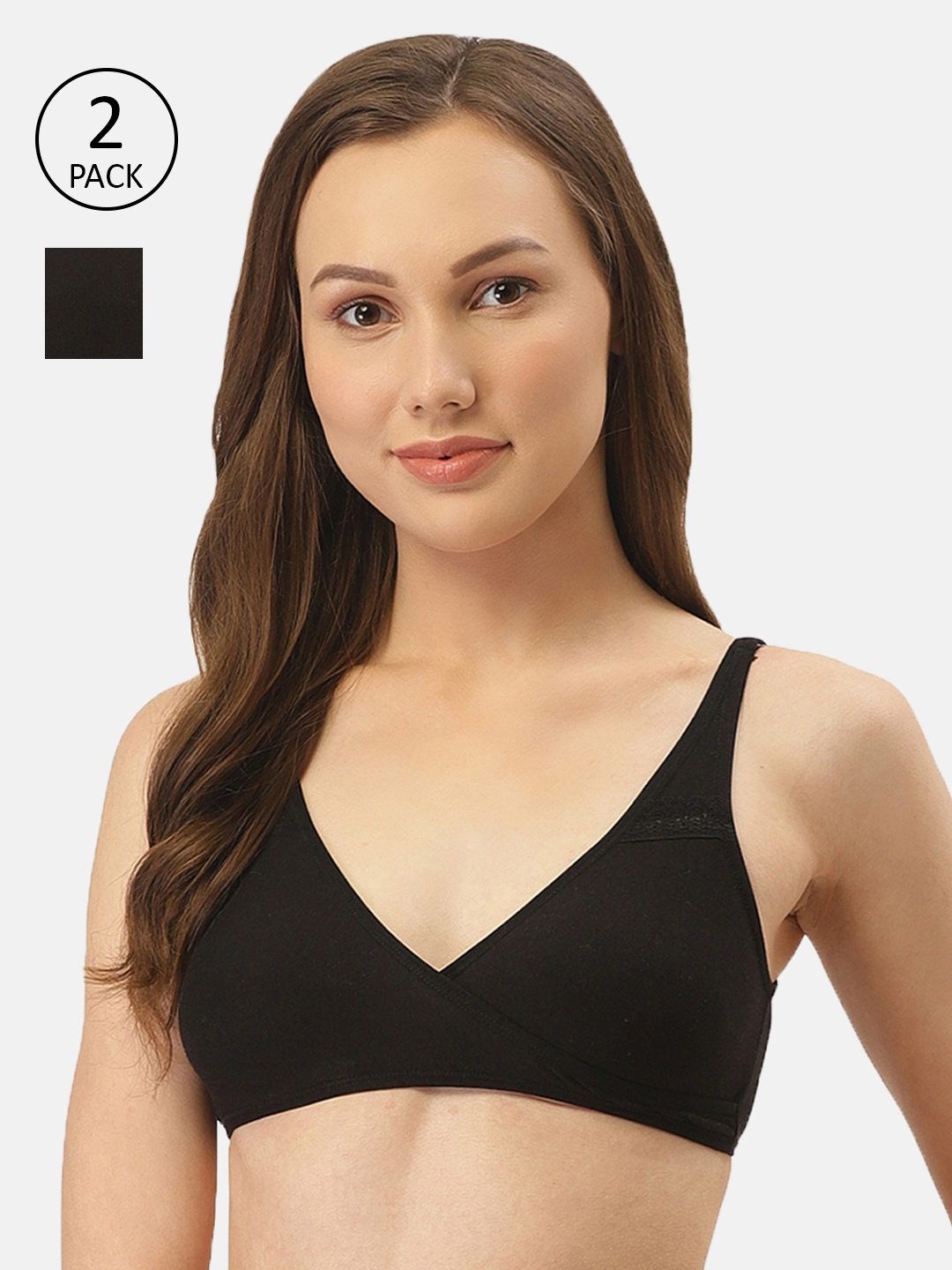 

Inner Sense Pack of 2 Black Non-Wired Non Padded Antimicrobial Maternity Bra IMBC007G_7G