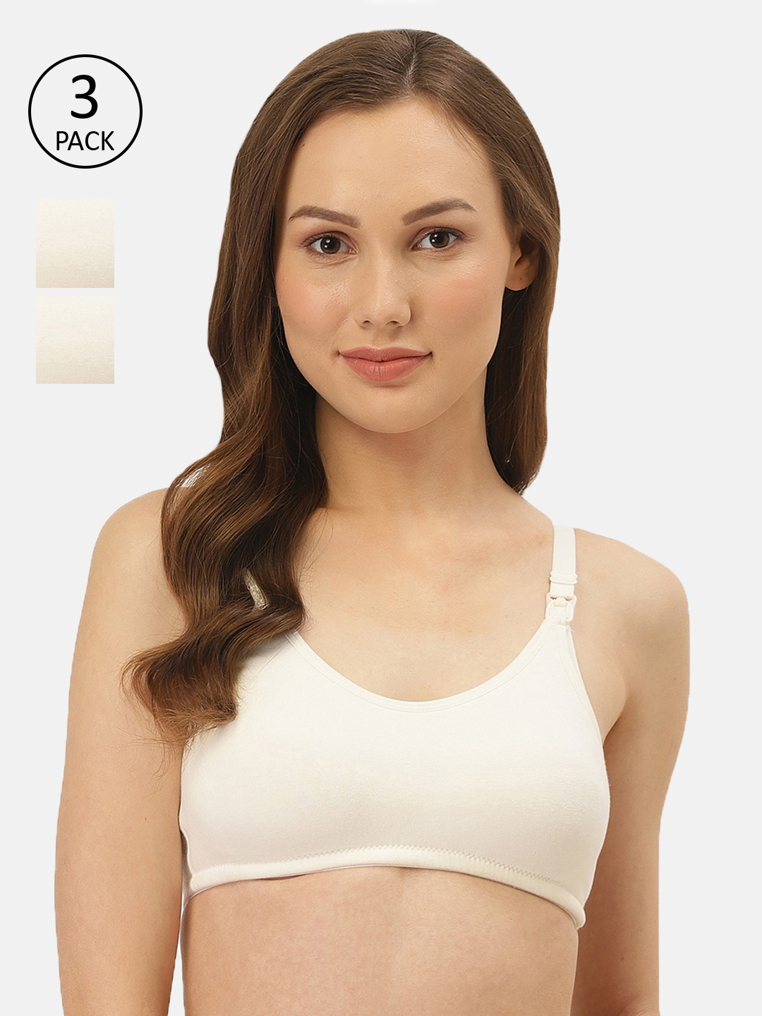 

Inner Sense Cream Pack of 3 Solid Non-Wired Maternity Bra IMBC004F_4F_4F