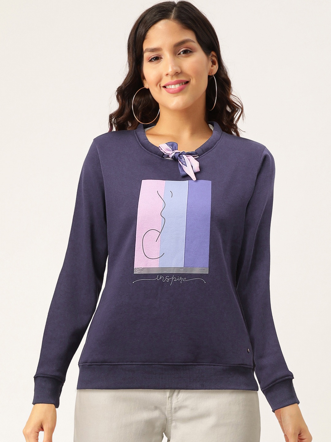 

Monte Carlo Women Purple & Pink Graphic Printed Sweatshirt