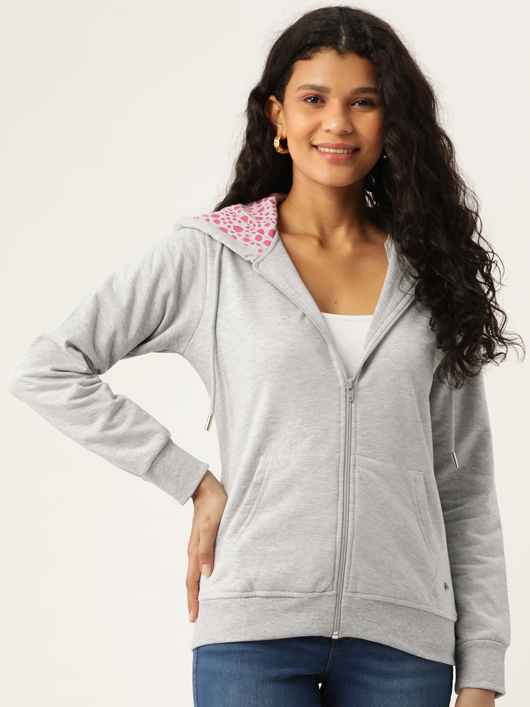 

Monte Carlo Women Grey Melange Solid Hooded Sweatshirt