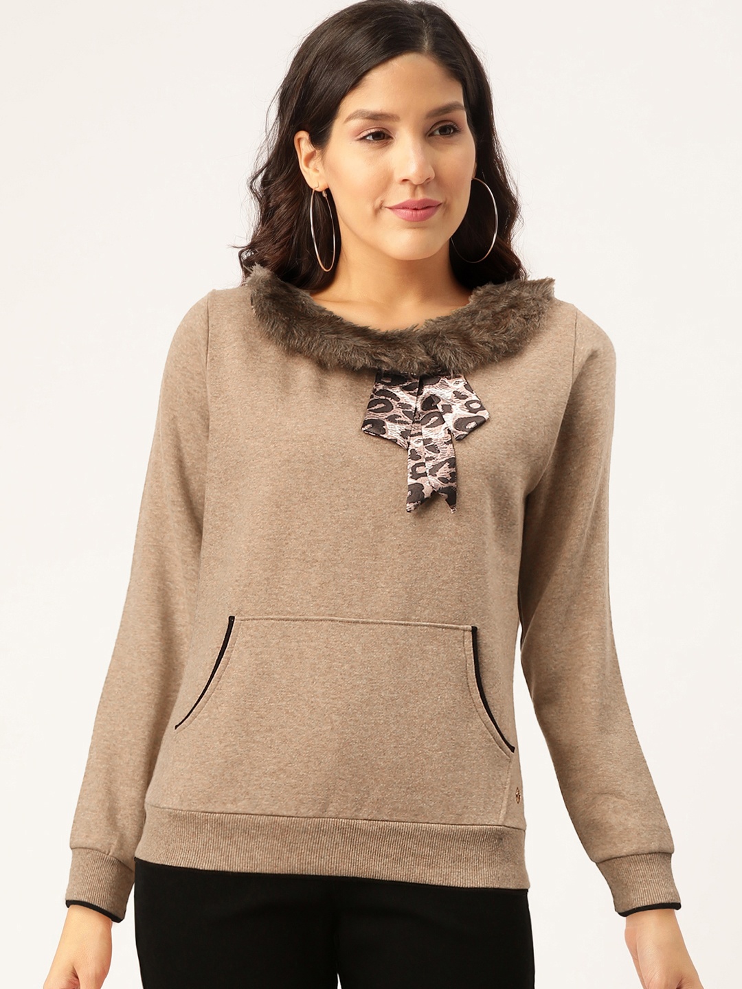 

Monte Carlo Women Brown Solid Sweatshirt