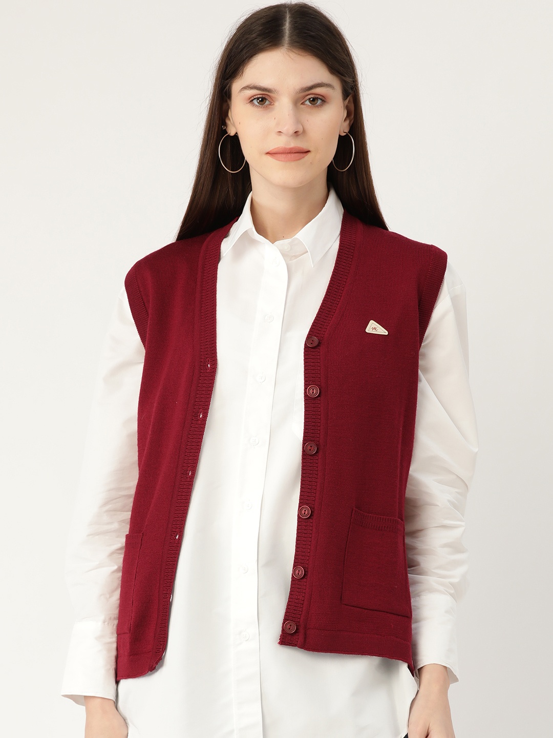 

Monte Carlo Women Maroon Solid Cardigan