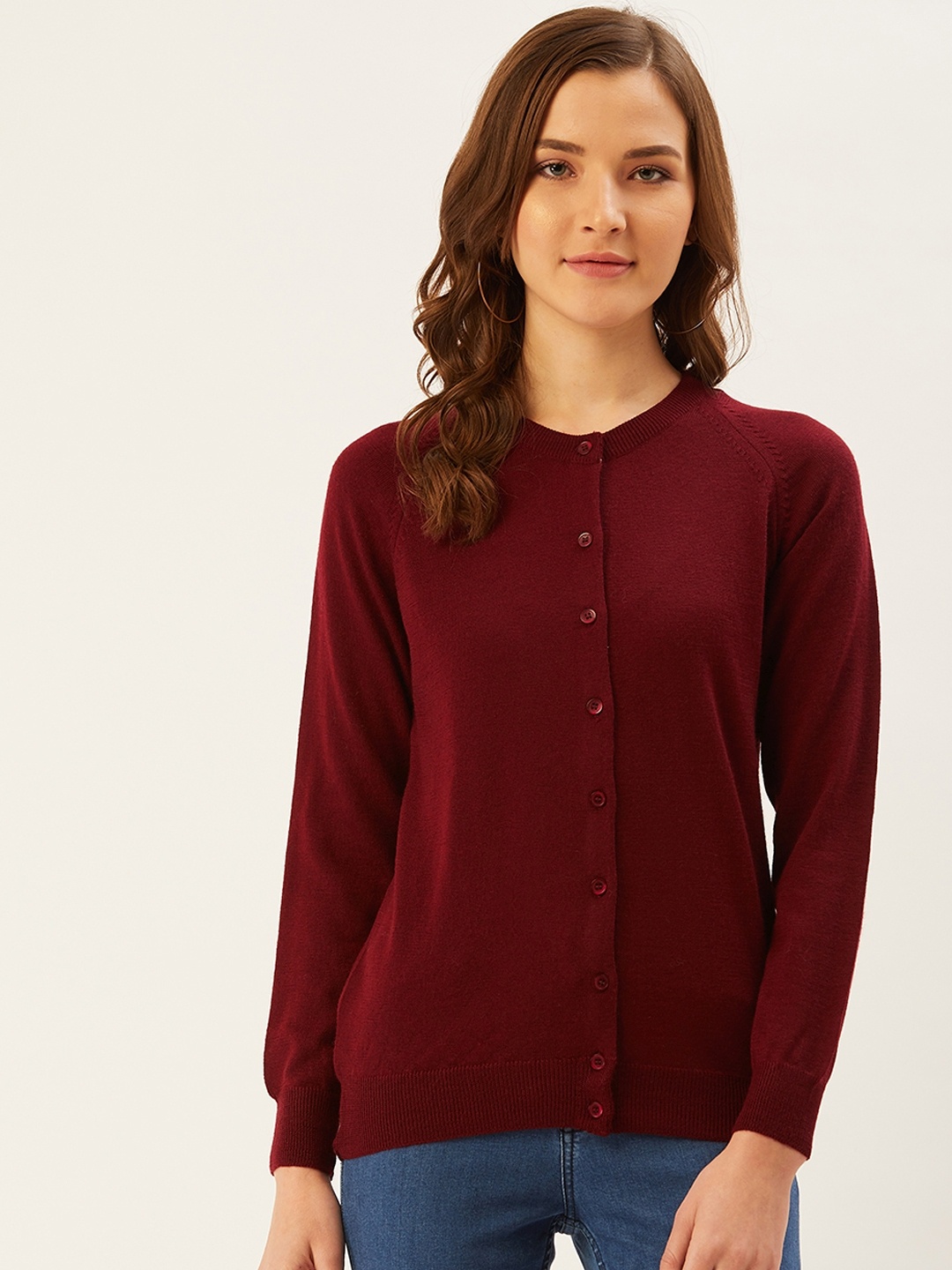 

Monte Carlo Women Maroon Solid Cardigan