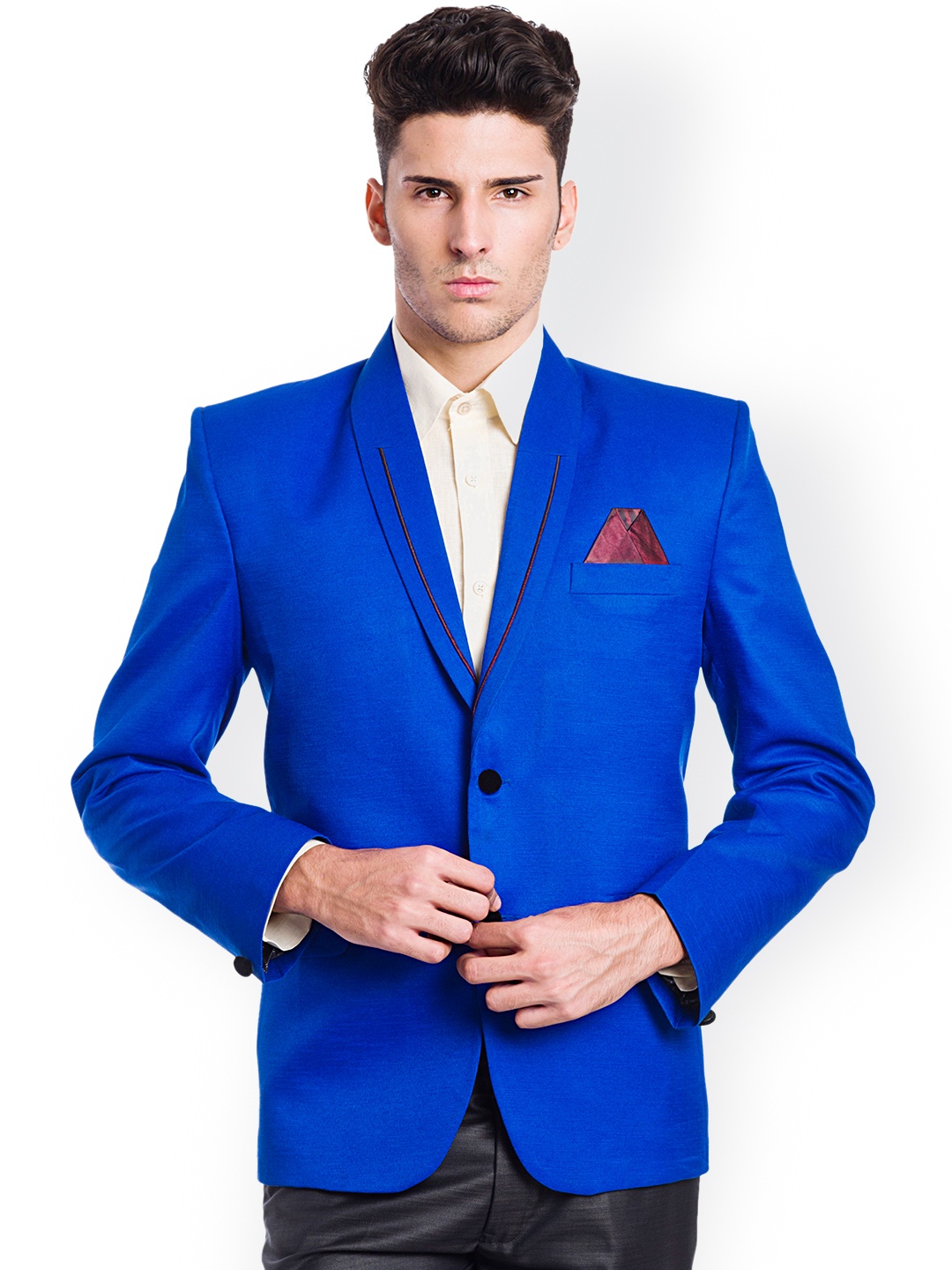 

Wintage Blue Single-Breasted Tailored Fit Party Blazer