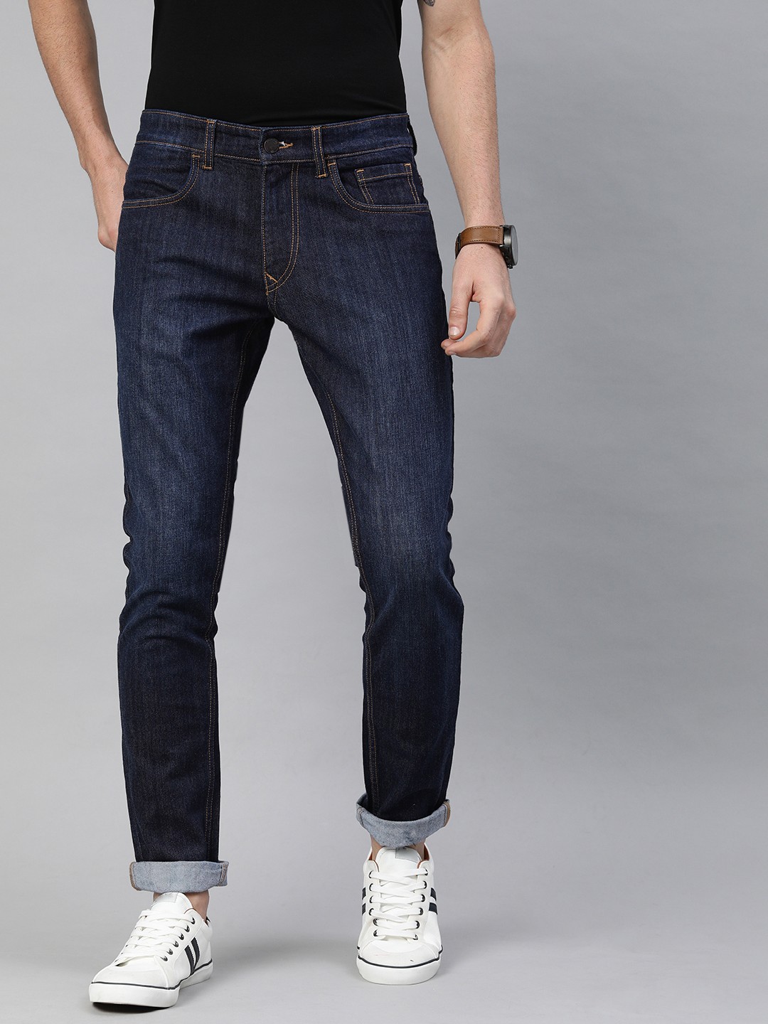 

WROGN Men Blue Slim Fit Mid-Rise Clean Look Stretchable Jeans