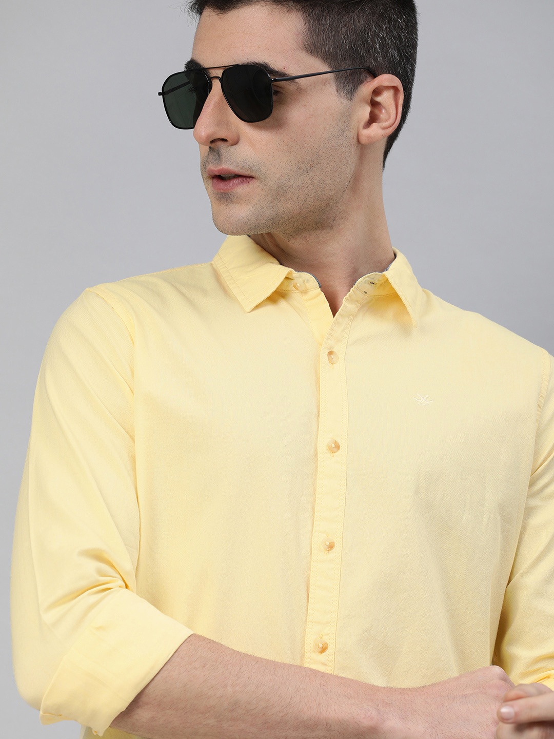 

WROGN Men Yellow Slim Fit Solid Casual Shirt