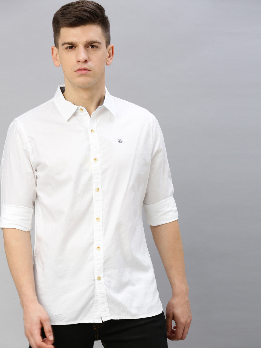 

WROGN Men White Regular Fit Solid Casual Shirt