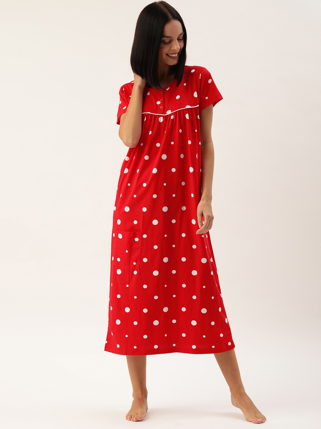 

Slumber Jill Red & White Printed Nightdress