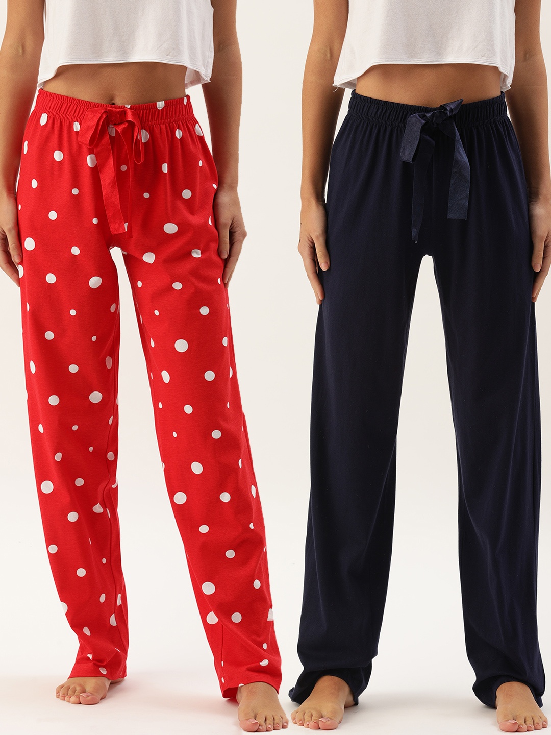 

Slumber Jill Woman's Navy Blue and Red Solid Lounge Pants