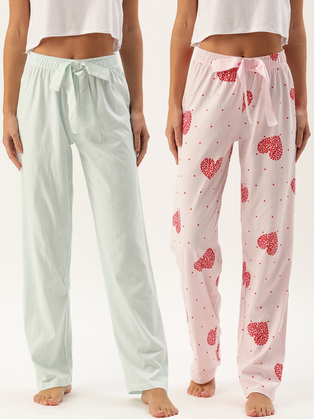 

Slumber Jill Woman's Sea Green and Pink Solid Lounge Pants
