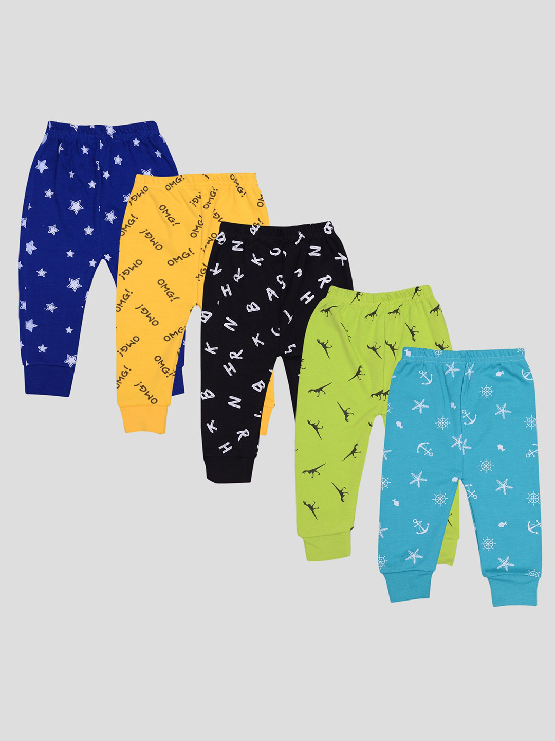 

KUCHIPOO Kids Pack of 5 Printed Joggers, Black