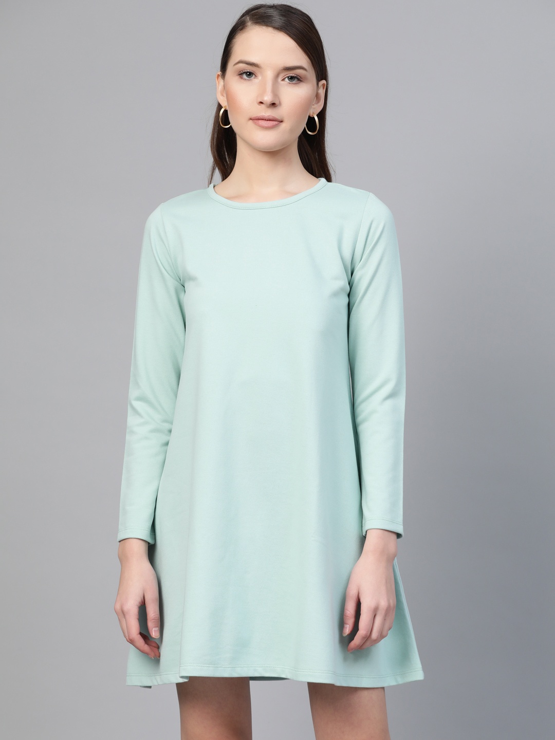 

SASSAFRAS Women Sea Green Solid A-Line Dress