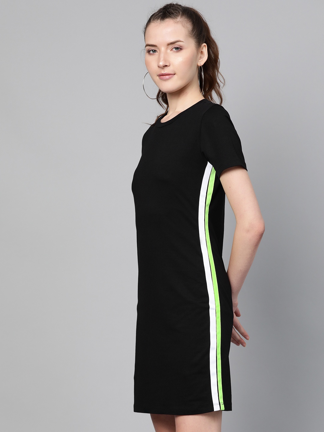 

SASSAFRAS Women Black Solid T-shirt Dress