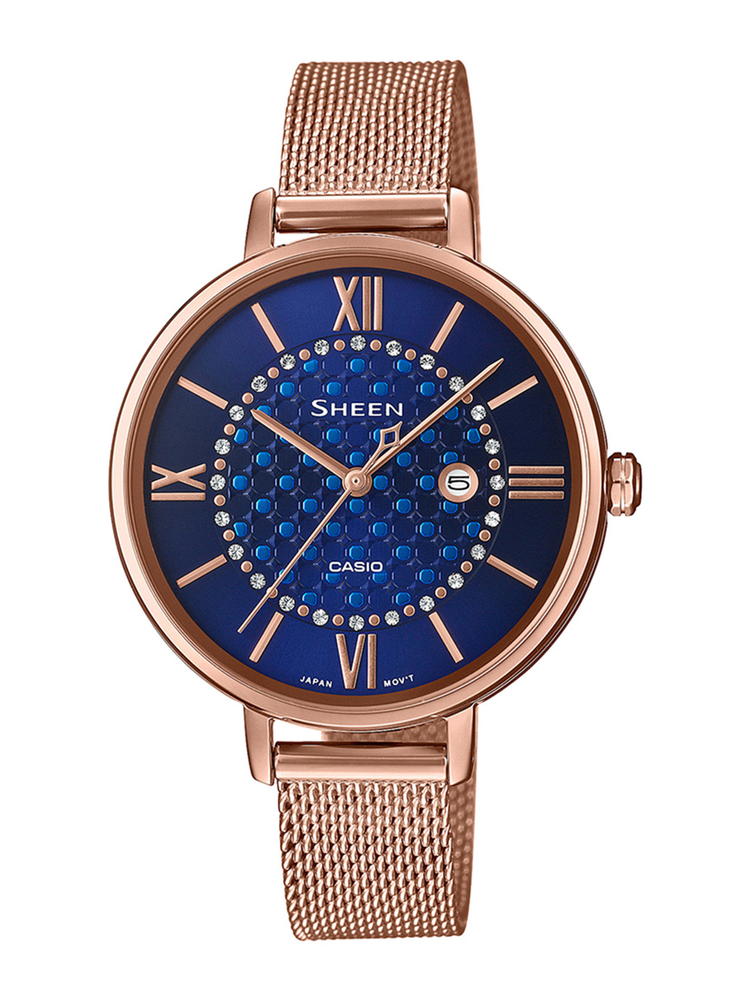 

CASIO Women Navy Blue & Rose Gold-Toned Analogue Watch SH219