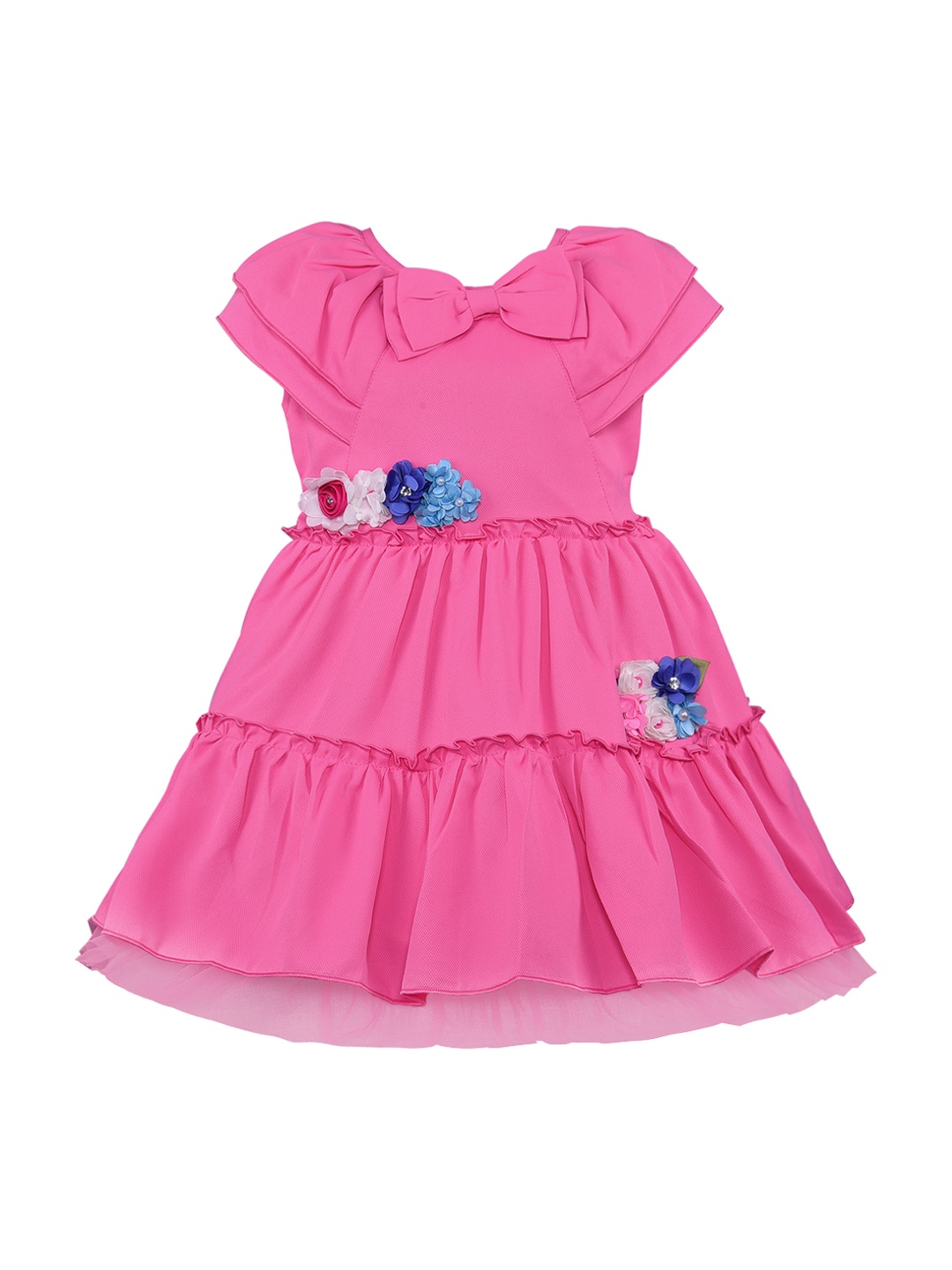 

Wish Karo Girls Pink Solid Fit and Flare Dress