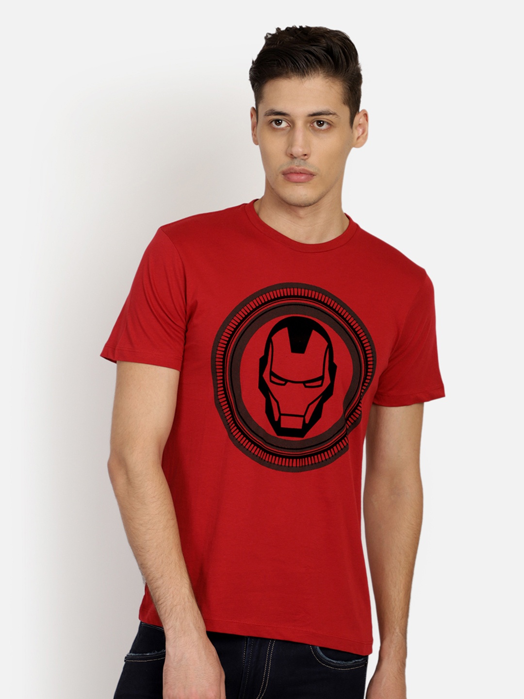 

Free Authority Men Red Iron Man Printed Round Neck Pure Cotton T-shirt