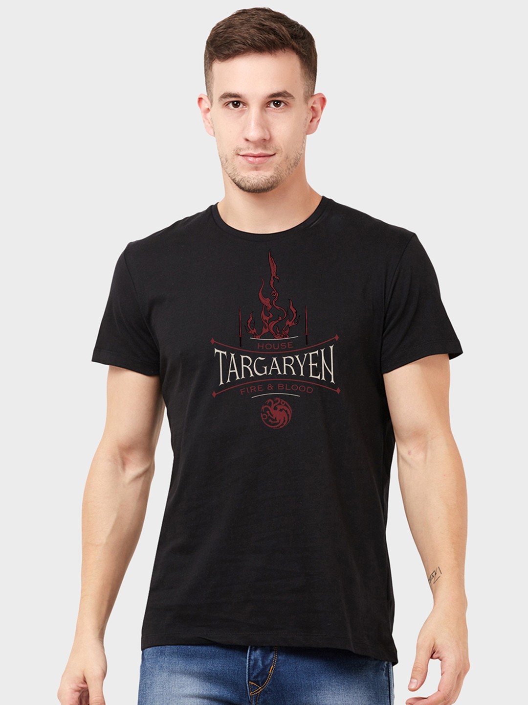 

Free Authority GAME OF THRONES printed Black Tshirt for Men