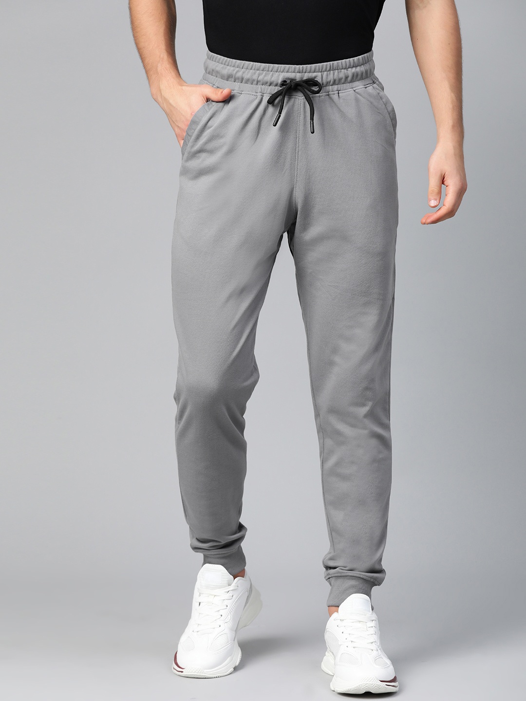 

ManQ CASUAL Men Grey Solid Slim Fit Joggers