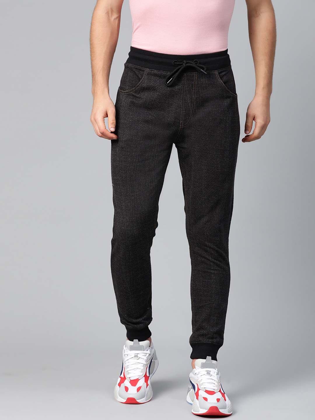 

ManQ CASUAL Men Black Solid Slim Fit Joggers