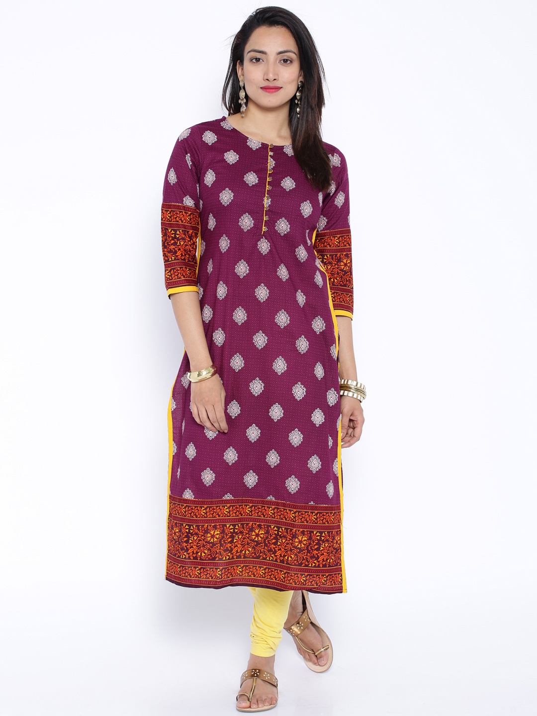 

Vishudh Burgundy Printed Kurta