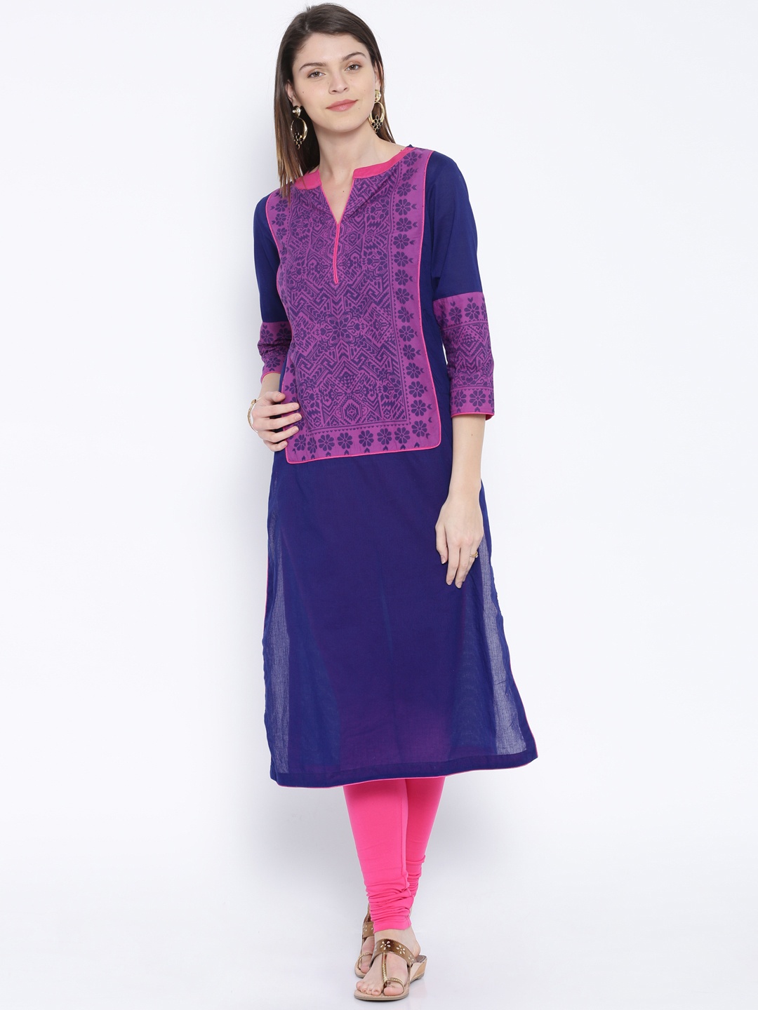 

Vishudh Navy & Purple Printed Kurta, Navy blue