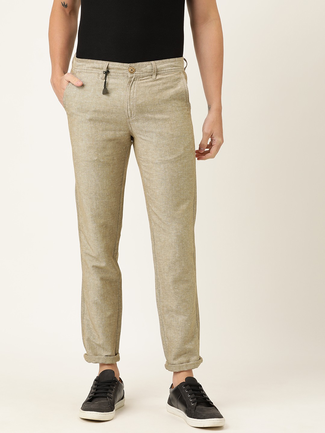 

Lee Cooper Men Khaki Slim Fit Solid Chinos