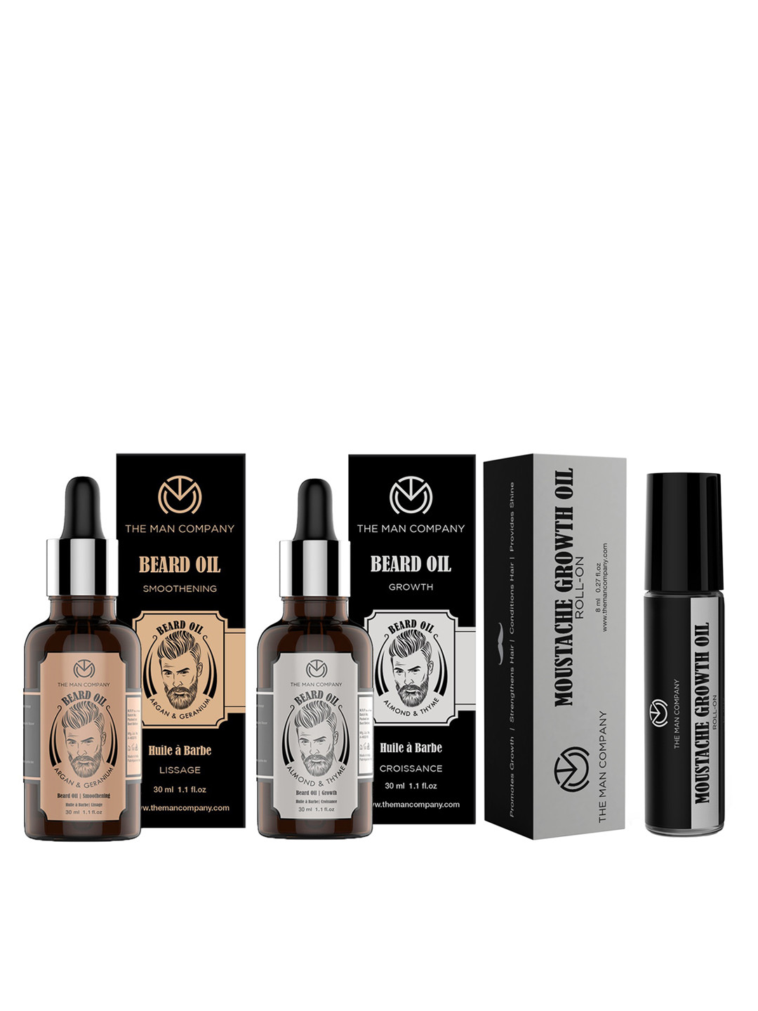 

THE MAN COMPANY Set of 3 Beard & Moustache Care Kit, Black