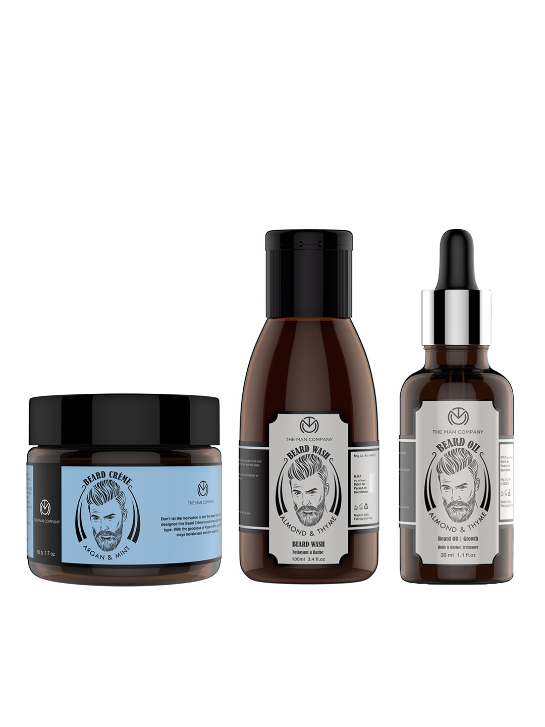 

THE MAN COMPANY Set of Beard Cream, Beard Wash & Beard Oil, Black