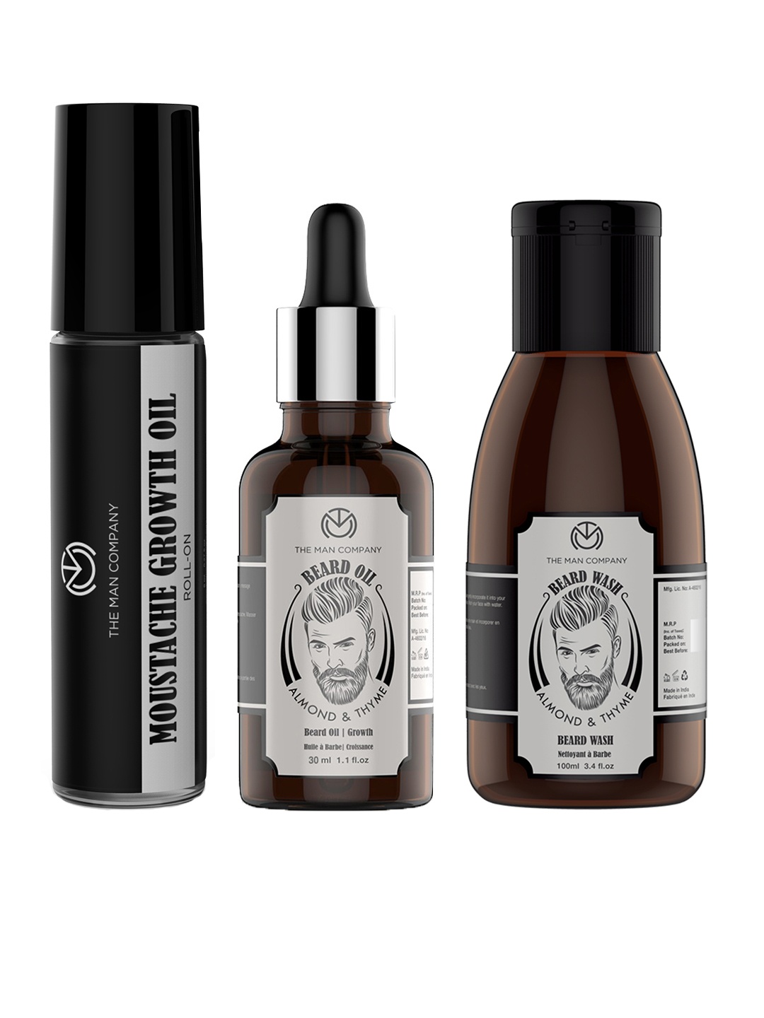 

THE MAN COMPANY Set of 3 Beard & Moustache Care, Black