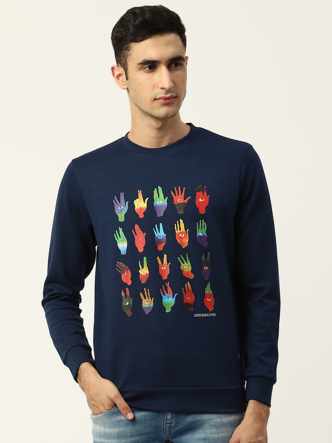 

Monte Carlo Men Navy Blue & Red Graphic Print Sweatshirt