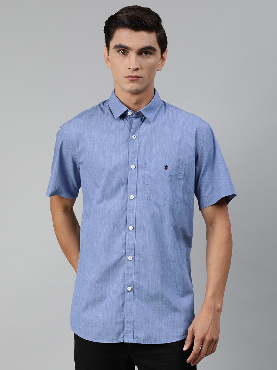 

Louis Philippe Sport Men Blue Slim Fit Self Design Longline Casual Shirt