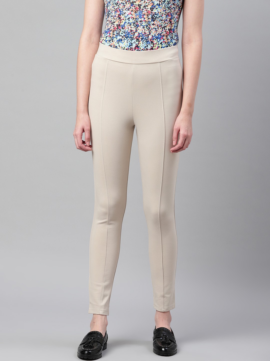 

Marks & Spencer Women Beige Solid Treggings