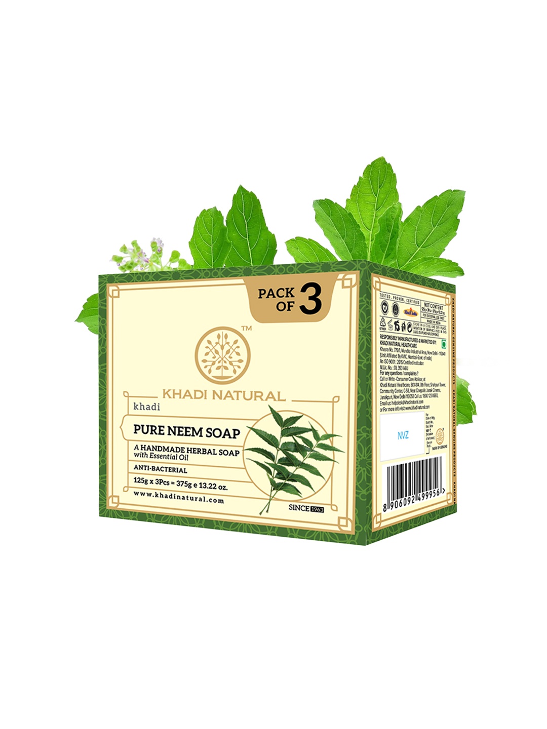 

Khadi Natural Set of 3 Ayurvedic Pure Neem Soap, Green