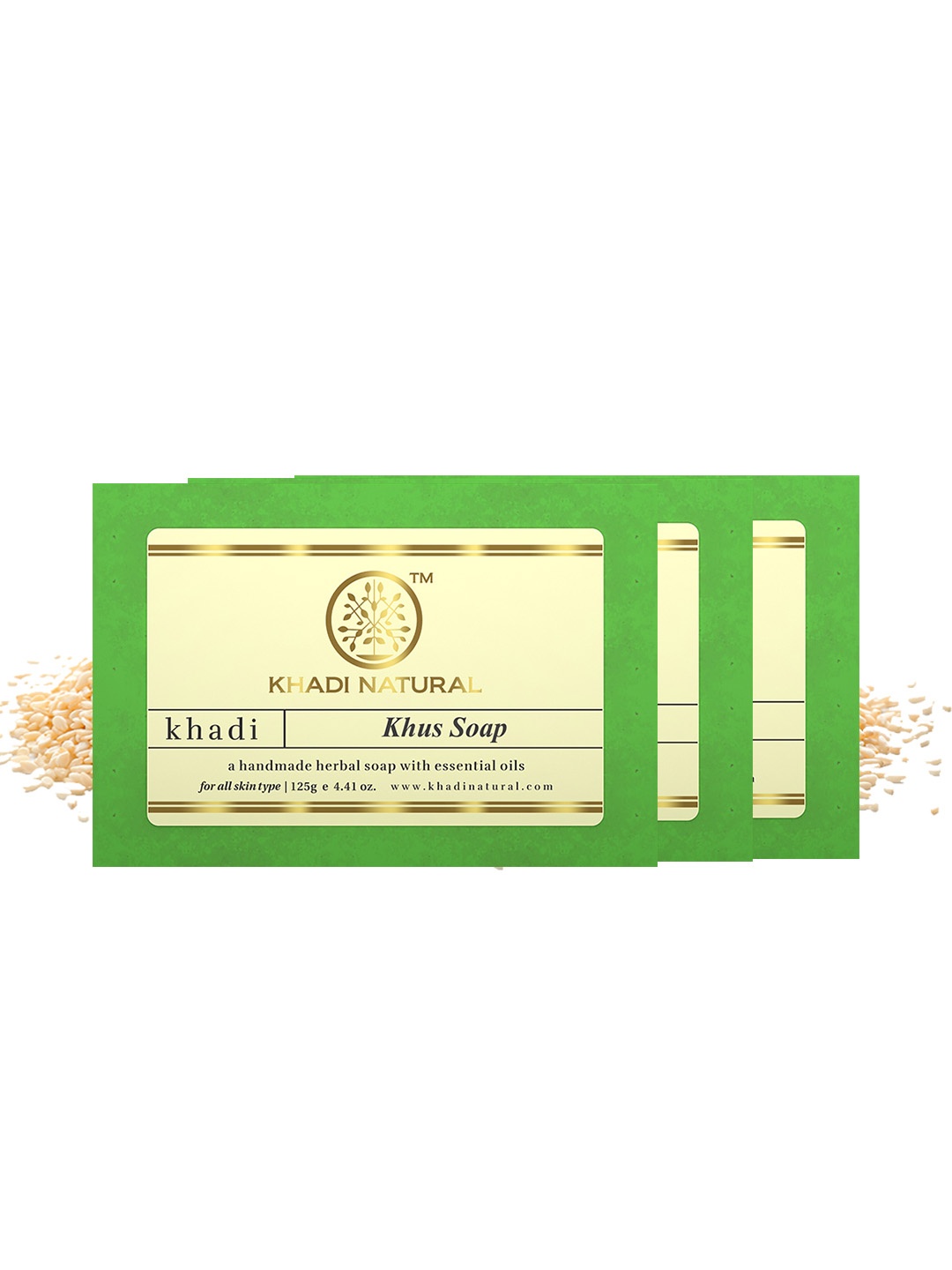 

Khadi Natural Set of 3 Ayurvedic Khus Soap, Green