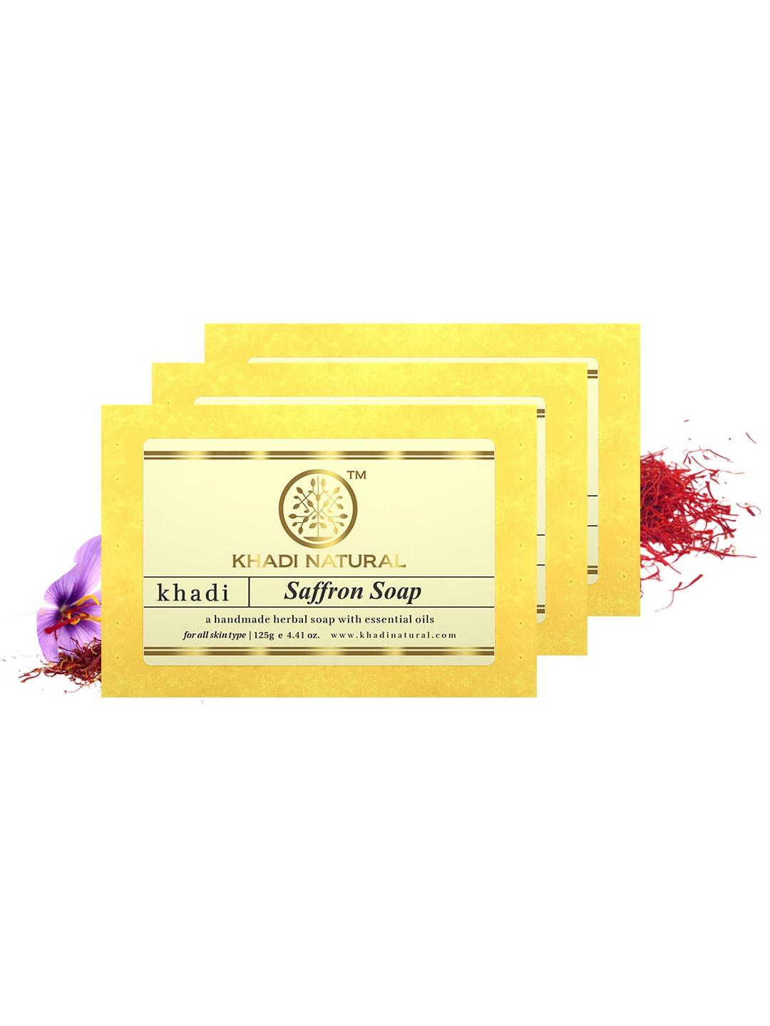 

Khadi Natural Set Of 3 Saffron Soaps, Yellow