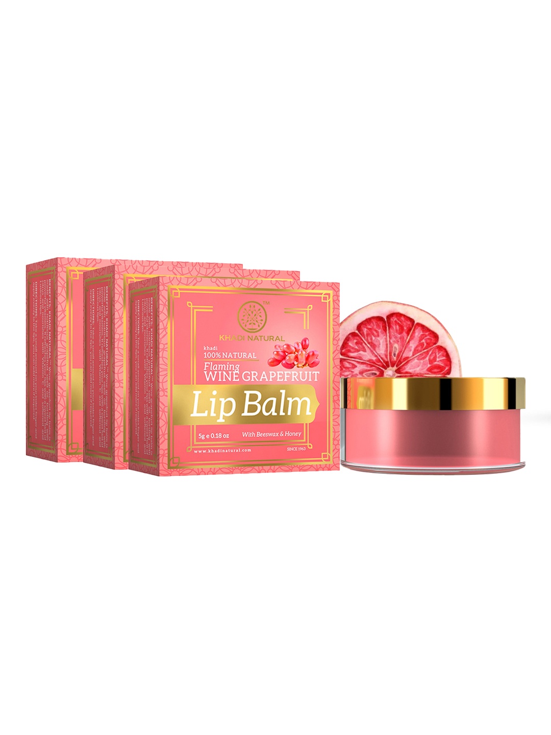

Khadi Natural Set Of 3 Wine Grape Fruit Herbal Lip Balm - 15g, Yellow