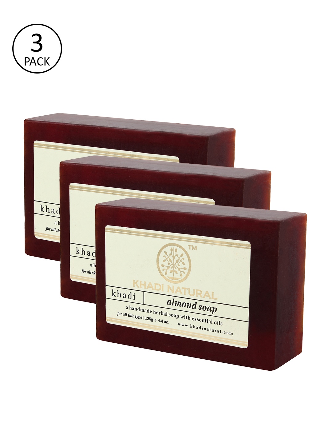 

Khadi Natural Set Of 3 Almond Soaps, Brown