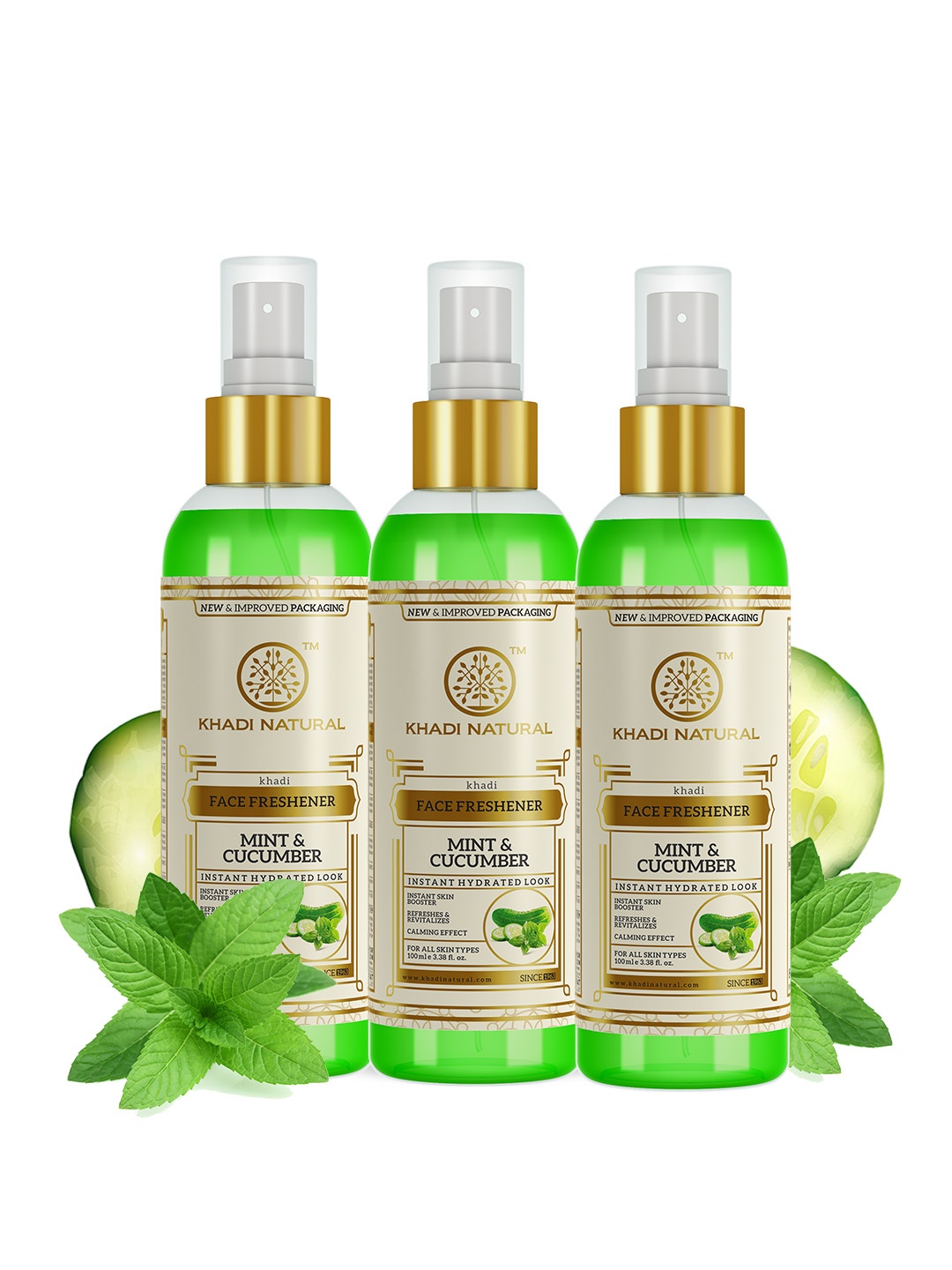 

Khadi Natural Set Of 3 Mint & Cucumber Face Spray, Green