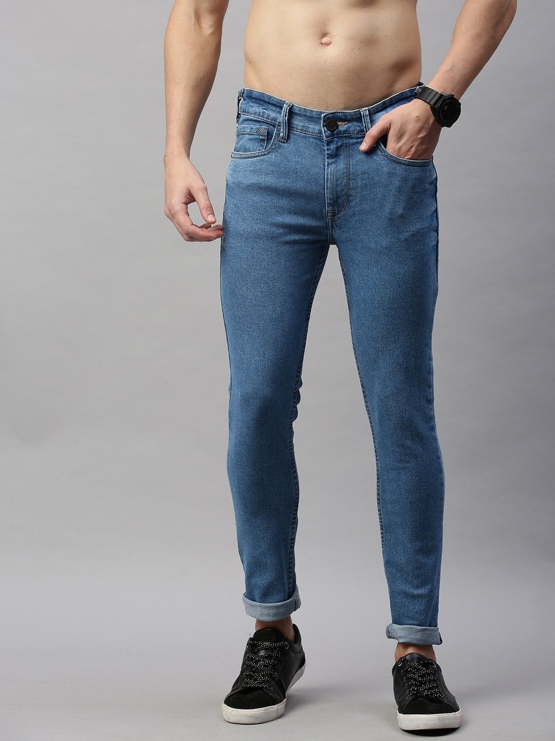 

HERE&NOW Men Blue Skinny Fit Mid-Rise Clean Look Stretchable Jeans