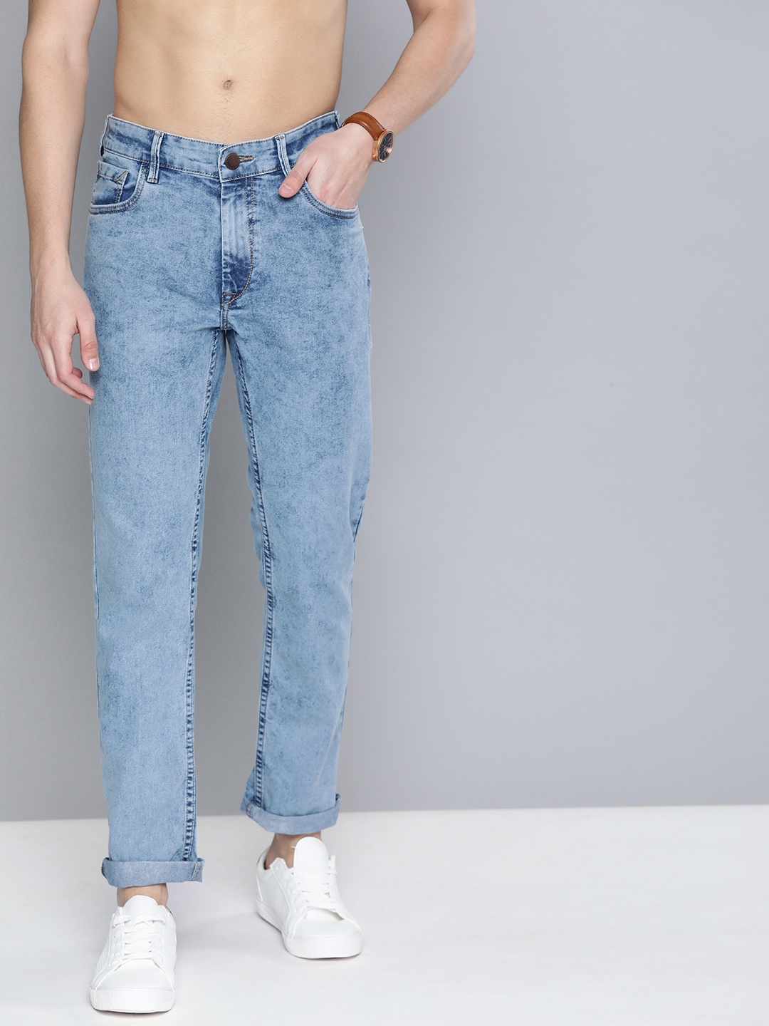 

HERE&NOW Men Blue Slim Fit Mid-Rise Clean Look Stretchable Jeans