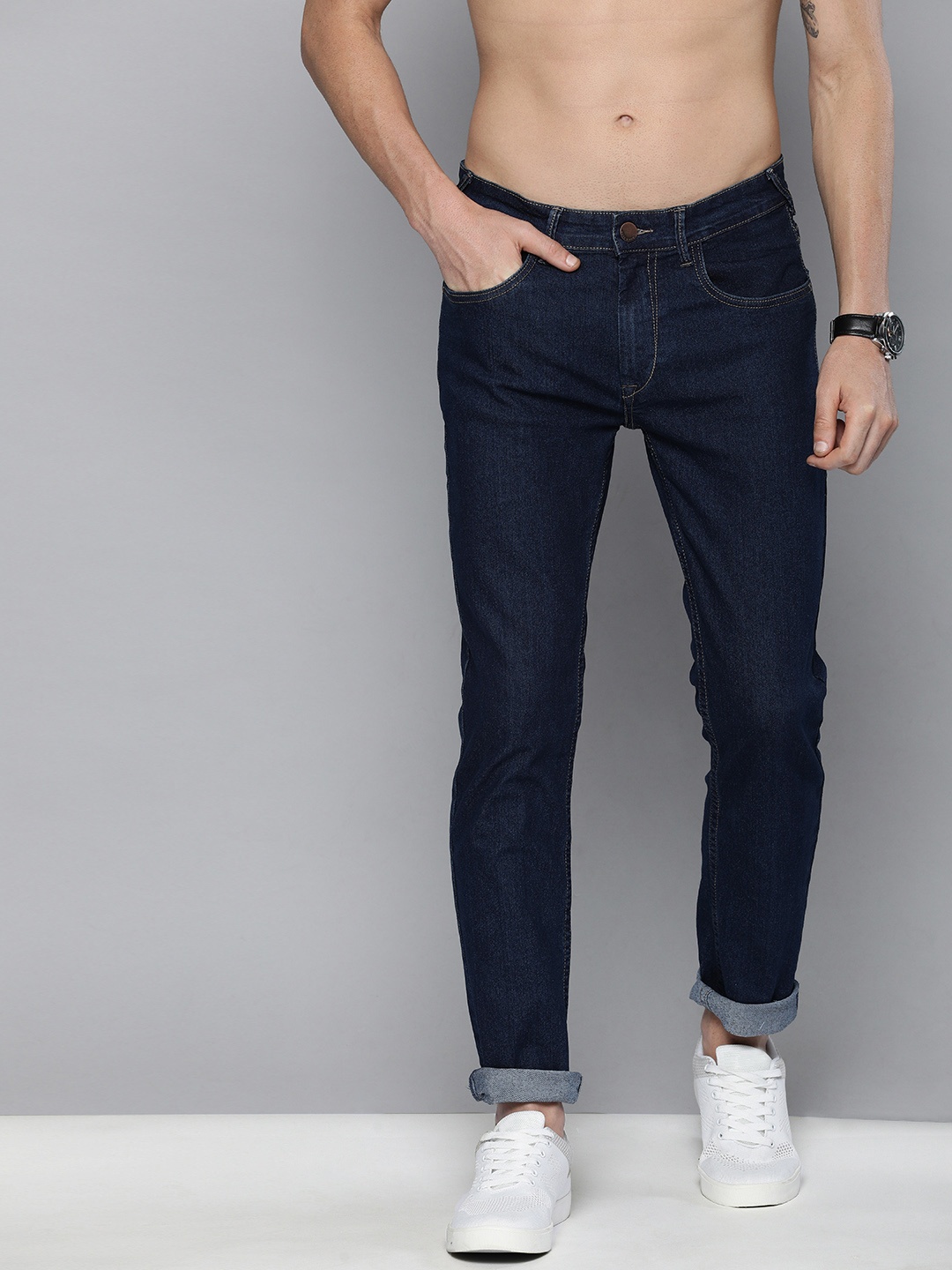 

HERE&NOW Men Blue Slim Fit Mid-Rise Clean Look Stretchable Jeans