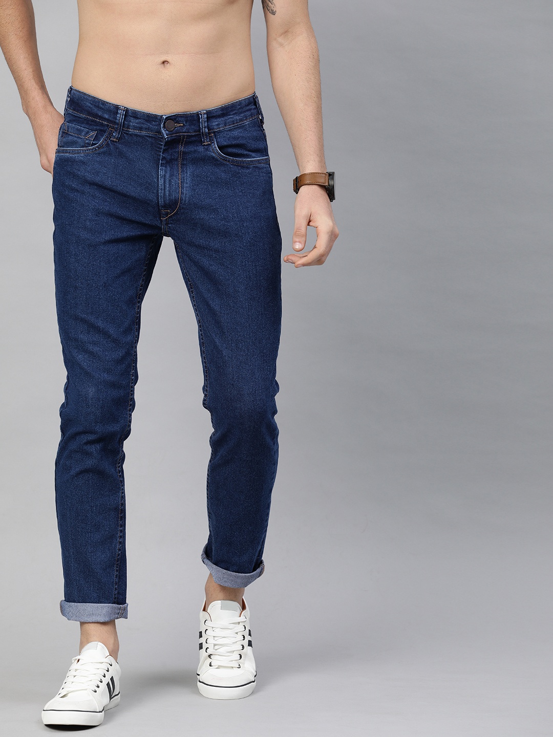 

HERE&NOW Men Blue Slim Fit Mid-Rise Clean Look Stretchable Jeans