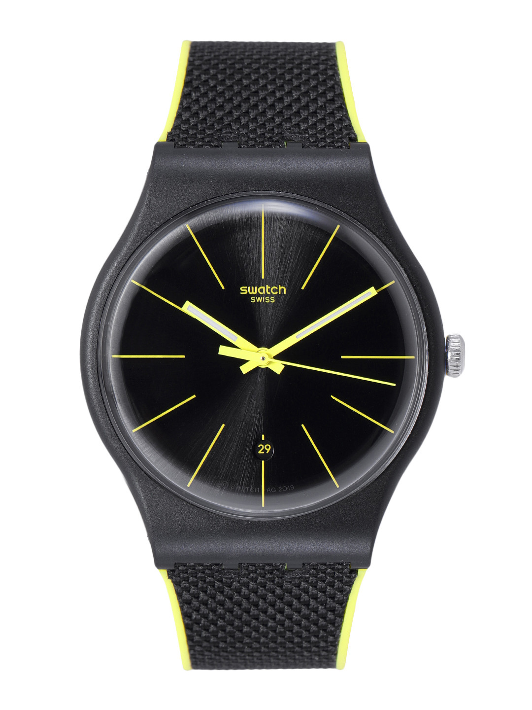 

Swatch Unisex Black Swiss Made Water Resistant Analogue Watch SUOB406
