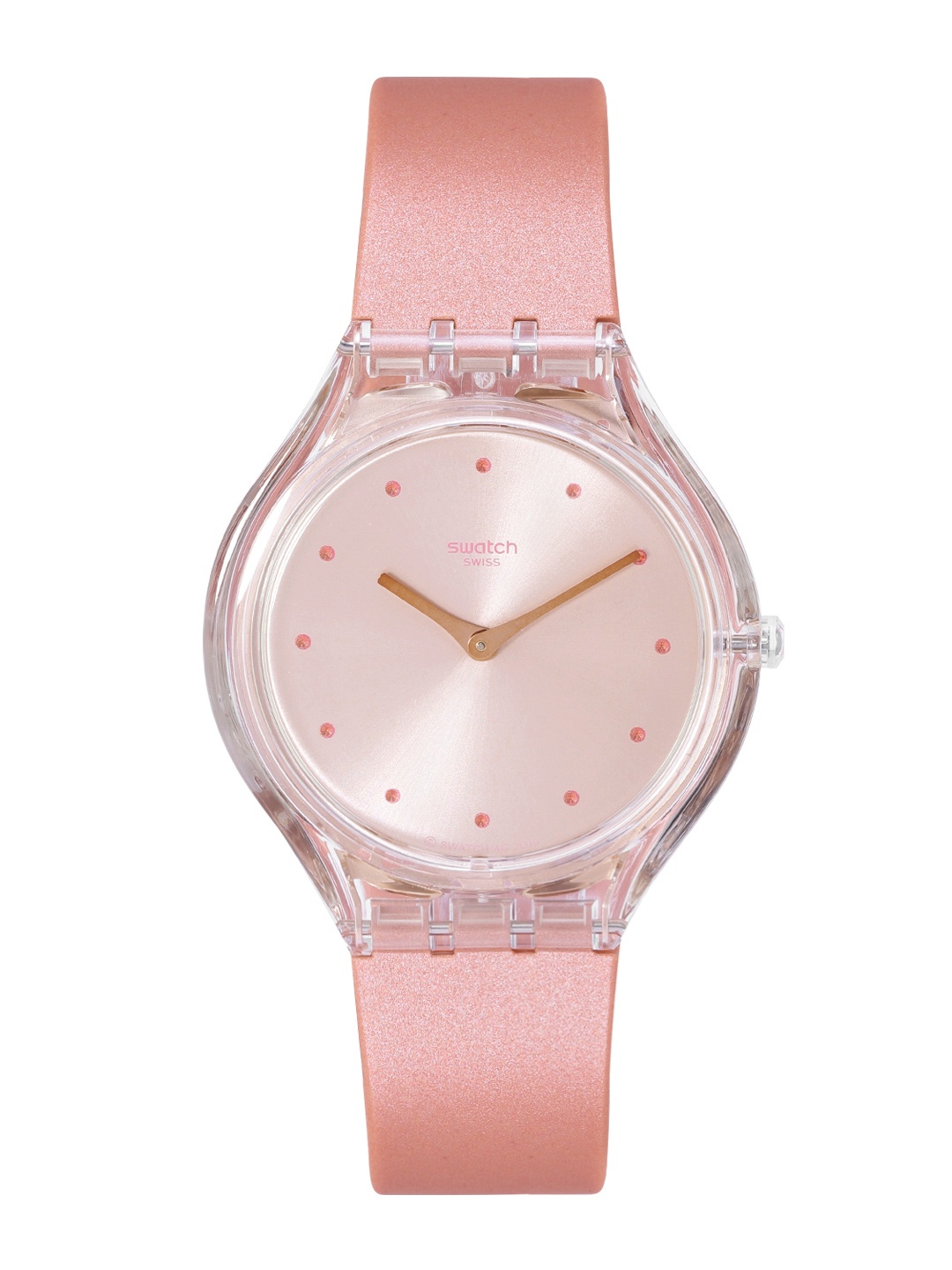 

Swatch Unisex Peach-Coloured Swiss Made Water Resistant Analogue Watch SVOK108