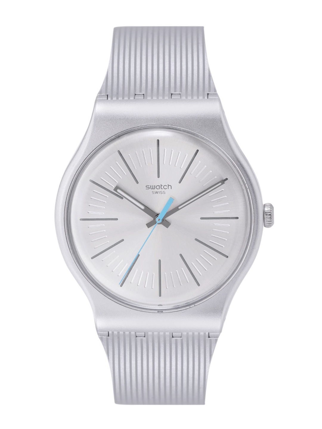 

Swatch Unisex Silver-Toned Swiss Made Water Resistant Analogue Watch SUOM114