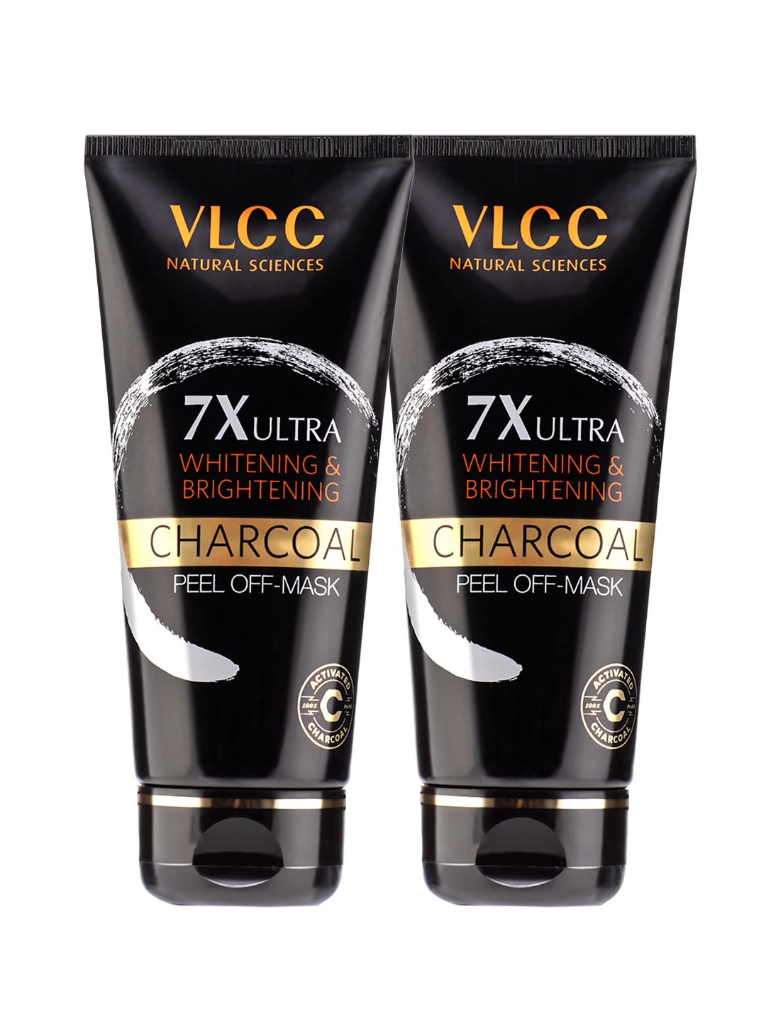 

VLCC Pack of 2 7X Ultra Whitening Charcoal Peel Off Mask 100g Each, Black