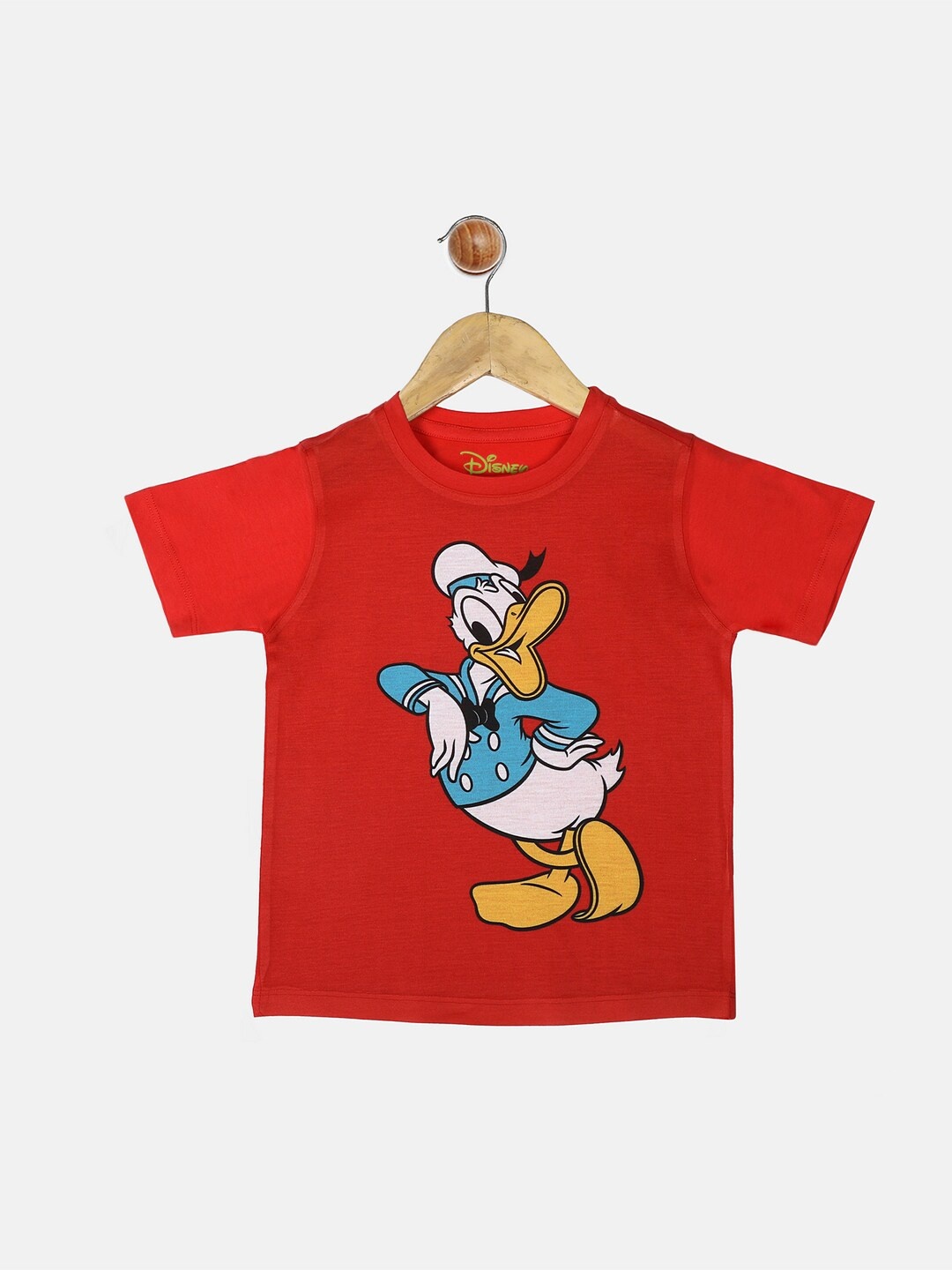 

YK Disney Boys Red Donald Duck Printed Round Neck T-shirt